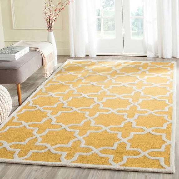 SAFAVIEH Cambridge Liz Geometric Wool Area Rug, Gold/Ivory, 11' x 15'