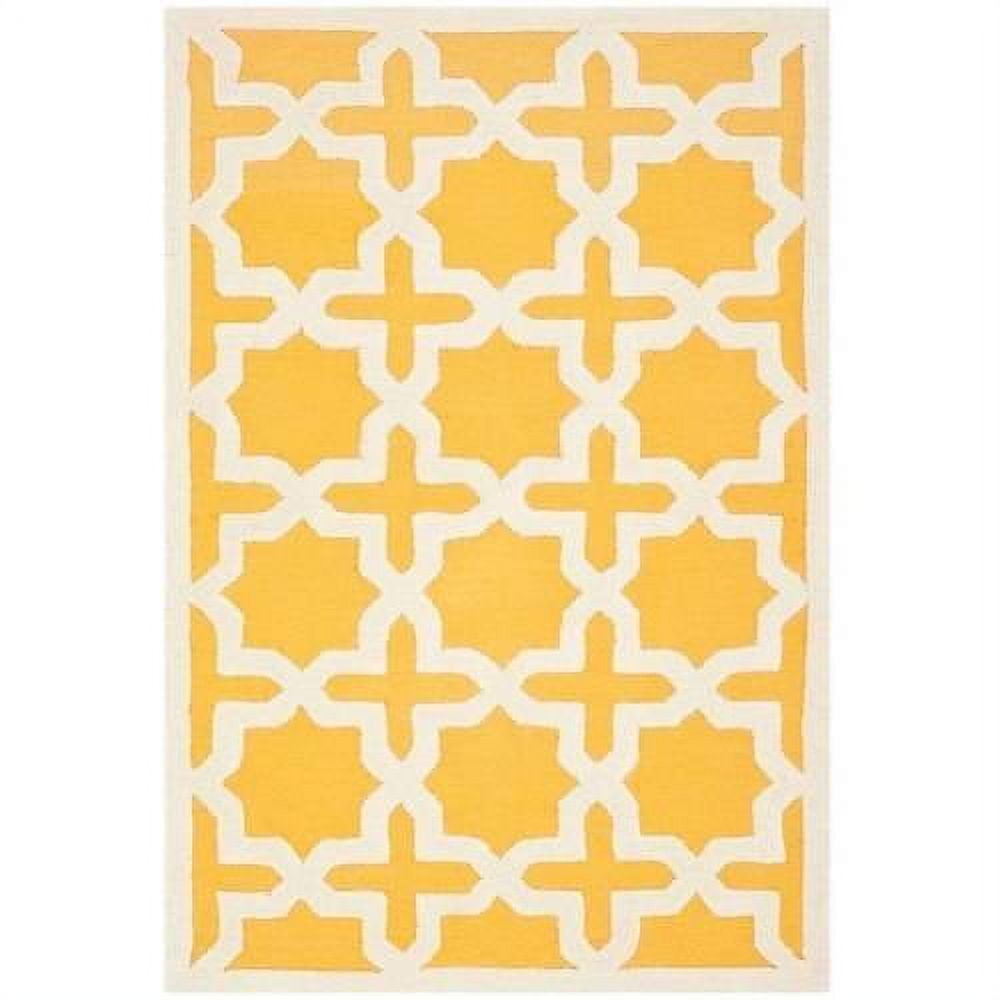 Hand-Tufted Gold and Ivory Wool Rectangular Accent Rug, 3'x5'