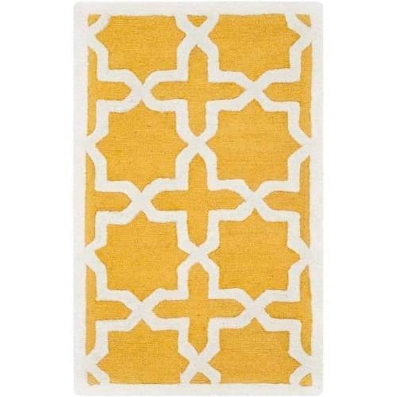 SAFAVIEH Cambridge Liz Geometric Wool Area Rug, Gold/Ivory, 5' x 8'