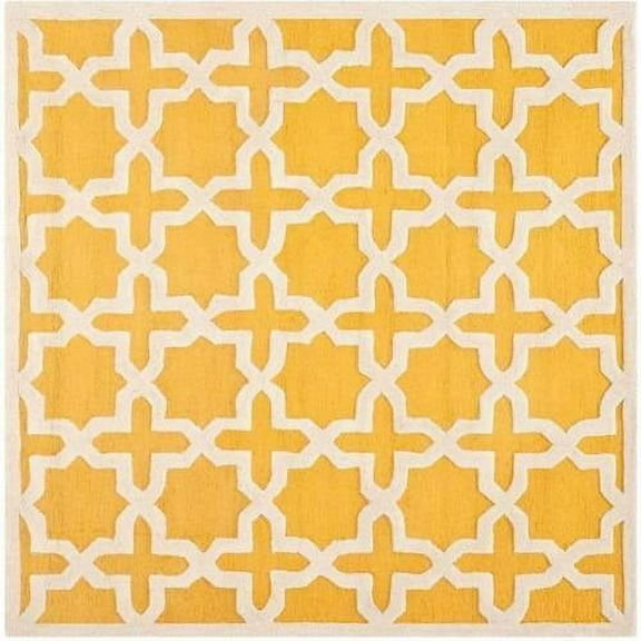 SAFAVIEH Cambridge Liz Geometric Wool Area Rug, Gold/Ivory, 6' x 6' Square