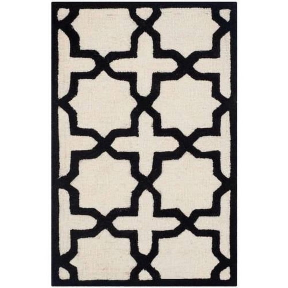 SAFAVIEH Cambridge Liz Geometric Wool Area Rug, Ivory/Black, 2'6" x 4'