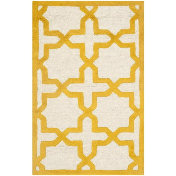 SAFAVIEH Cambridge Liz Geometric Wool Area Rug, Ivory/Gold, 2' x 3'