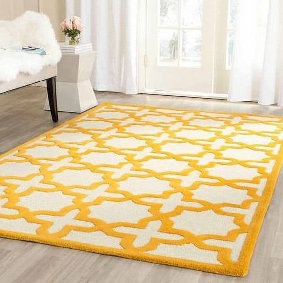 SAFAVIEH Cambridge Liz Geometric Wool Area Rug, Ivory/Gold, 8' x 10'