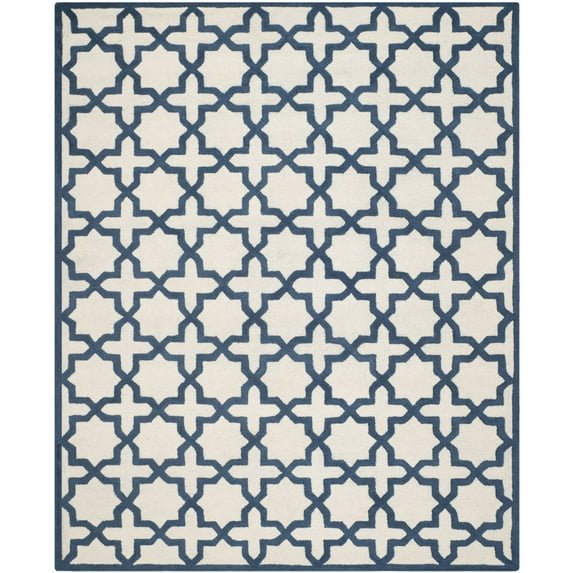 SAFAVIEH Cambridge Liz Geometric Wool Area Rug, Ivory/Navy, 8' x 10'