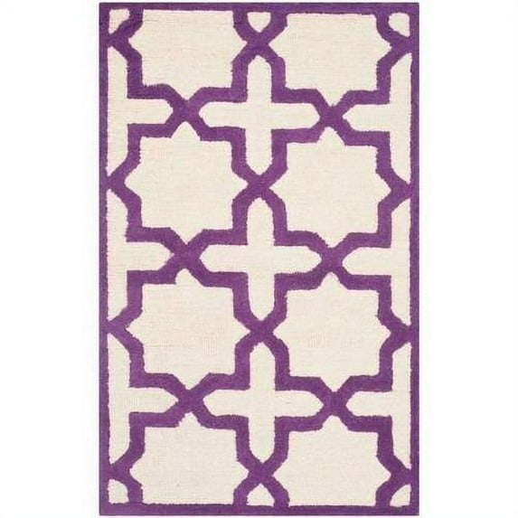 SAFAVIEH Cambridge Liz Geometric Wool Area Rug, Ivory/Purple, 2'6" x 4'