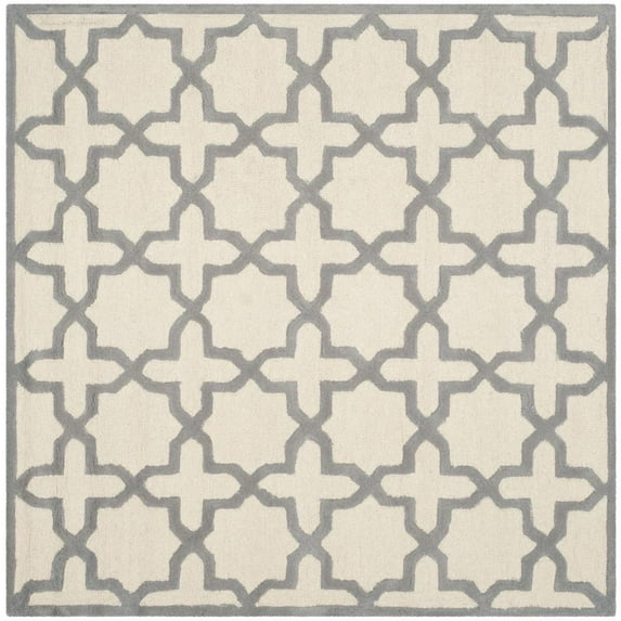 SAFAVIEH Cambridge Liz Geometric Wool Area Rug, Ivory/Silver, 6' x 6' Square