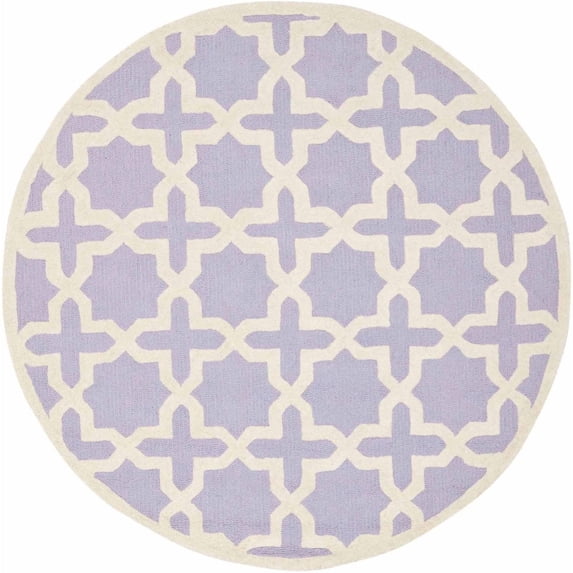 SAFAVIEH Cambridge Liz Geometric Wool Area Rug, Lavender/Ivory, 6' x 6' Round