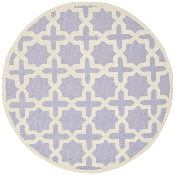 SAFAVIEH Cambridge Liz Geometric Wool Area Rug, Lavender/Ivory, 8' x 8' Round