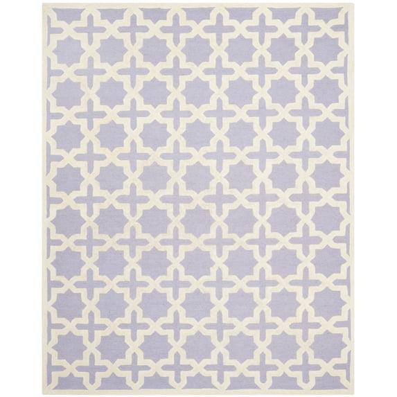 SAFAVIEH Cambridge Liz Geometric Wool Area Rug, Lavender/Ivory, 8' x 8' Square