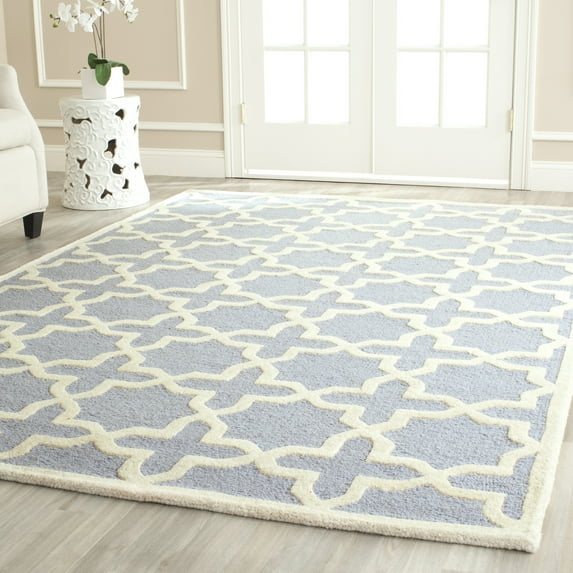 SAFAVIEH Cambridge Liz Geometric Wool Area Rug, Light Blue/Ivory, 11'6" x 16'