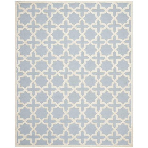 SAFAVIEH Cambridge Liz Geometric Wool Area Rug, Light Blue/Ivory, 5' x 8'