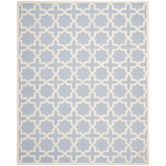 SAFAVIEH Cambridge Liz Geometric Wool Area Rug, Light Blue/Ivory, 6' x 6' Square