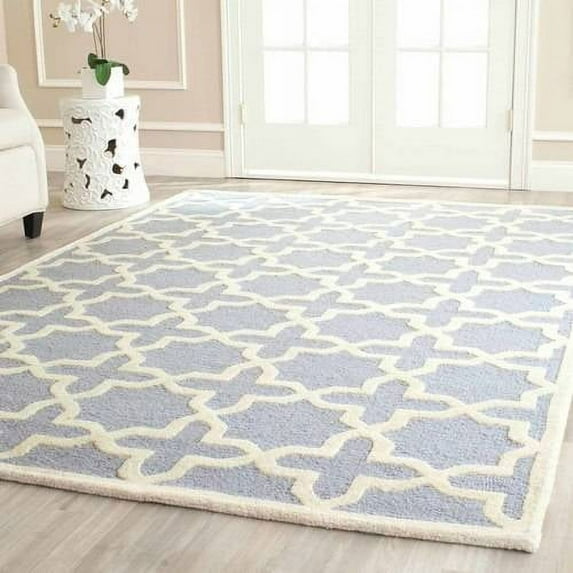 SAFAVIEH Cambridge Liz Geometric Wool Area Rug, Light Blue/Ivory, 8' x 10'