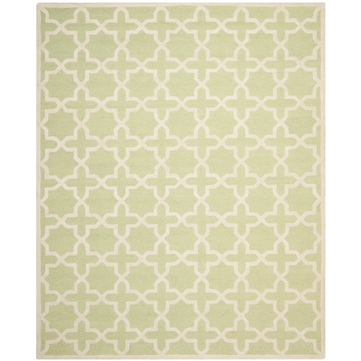 SAFAVIEH Cambridge Liz Geometric Wool Area Rug, Light Green/Ivory, 6' x 9'