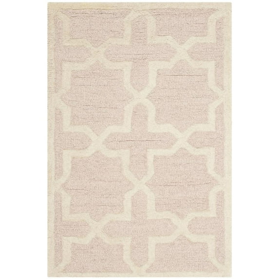 SAFAVIEH Cambridge Liz Geometric Wool Area Rug, Light Pink/Ivory, 2' x 3'