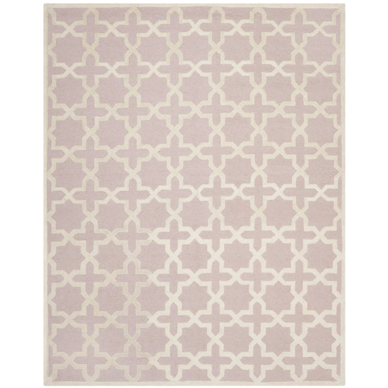 Hand-Tufted Wool Rectangular Rug in Light Pink/Ivory, 10' x 14'