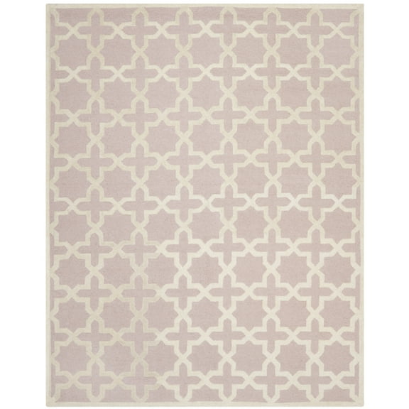 SAFAVIEH Cambridge Liz Geometric Wool Area Rug, Light Pink/Ivory, 3' x 5'