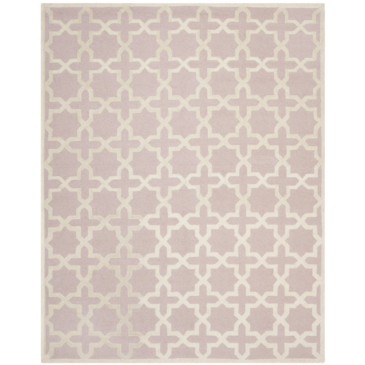 Light Pink and Ivory Hand-Tufted Wool Area Rug, 6' x 9'