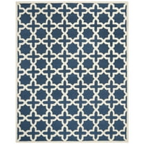 SAFAVIEH Cambridge Liz Geometric Wool Area Rug, Navy Blue/Ivory, 9' x 12'
