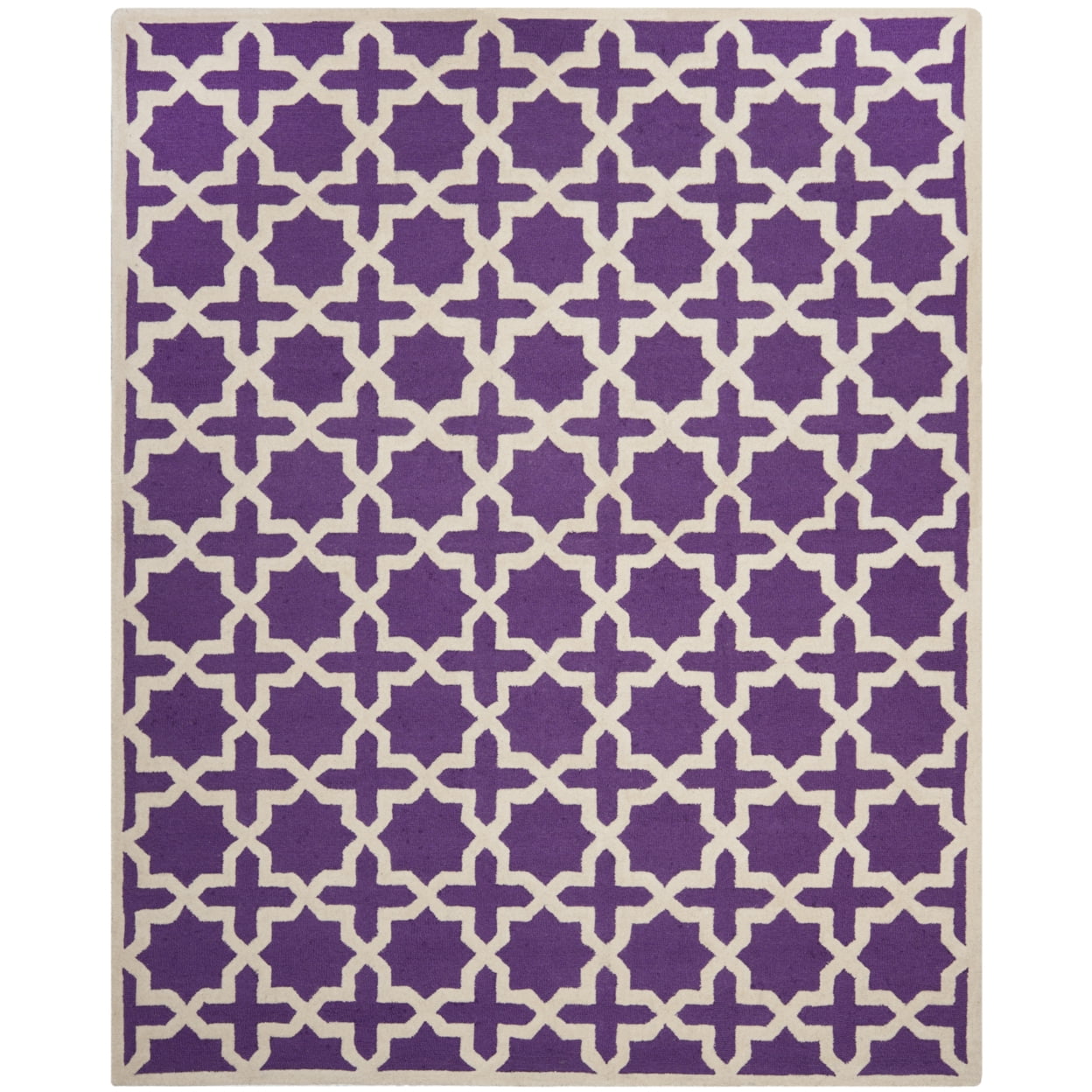 Hand-Tufted Purple & Ivory Wool 10' x 14' Rectangular Area Rug