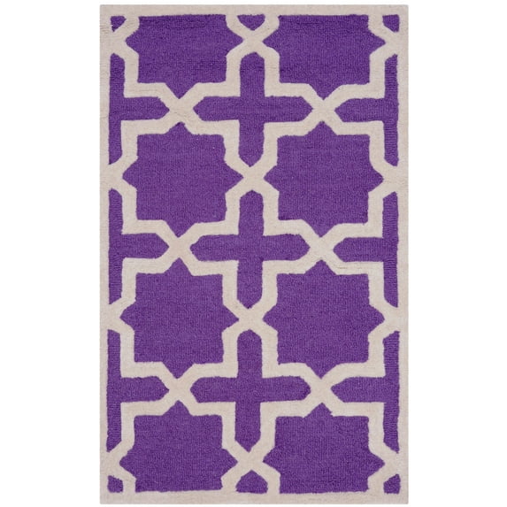 SAFAVIEH Cambridge Liz Geometric Wool Area Rug, Purple/Ivory, 2' x 3'