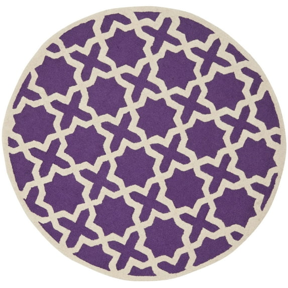 SAFAVIEH Cambridge Liz Geometric Wool Area Rug, Purple/Ivory, 8' x 8' Round