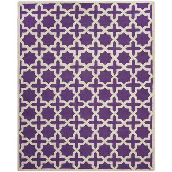 SAFAVIEH Cambridge Liz Geometric Wool Area Rug, Purple/Ivory, 8' x 8' Square