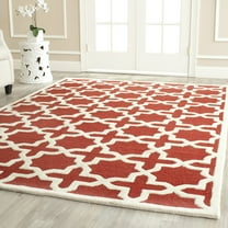 SAFAVIEH Cambridge Liz Geometric Wool Area Rug, Rust/Ivory, 9' x 12'