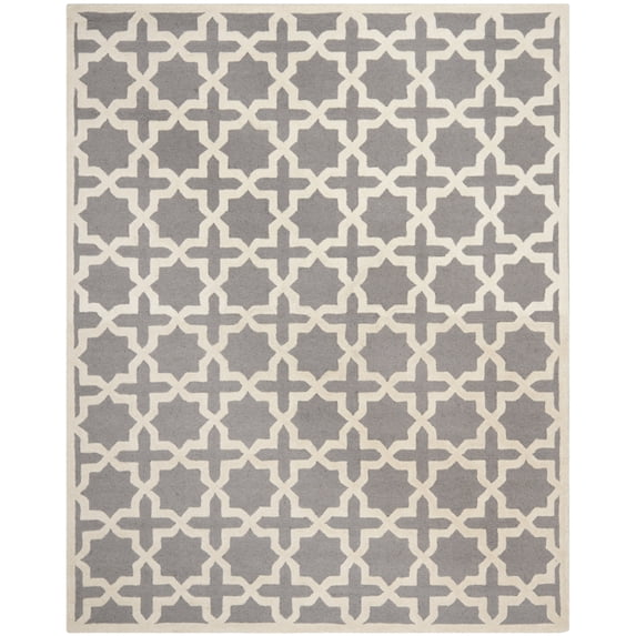 SAFAVIEH Cambridge Liz Geometric Wool Area Rug, Silver/Ivory, 5' x 8'
