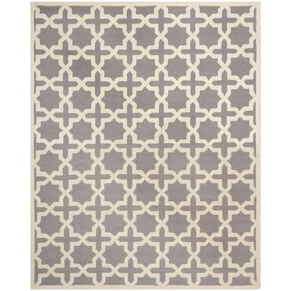 SAFAVIEH Cambridge Liz Geometric Wool Area Rug, Silver/Ivory, 8' x 10'