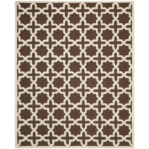 SAFAVIEH Cambridge Liz Geometric Wool Runner Rug, Dark Brown/Ivory, 2'6" x 12'