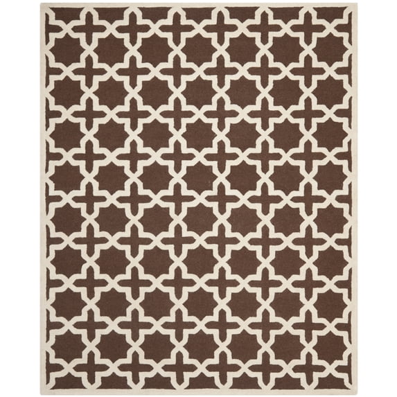 SAFAVIEH Cambridge Liz Geometric Wool Runner Rug, Dark Brown/Ivory, 2'6" x 12'