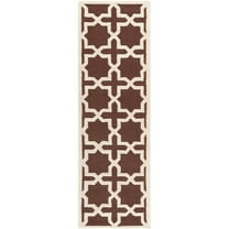 SAFAVIEH Cambridge Liz Geometric Wool Runner Rug, Dark Brown/Ivory, 2'6" x 6'