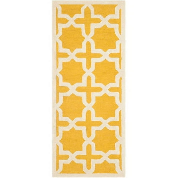SAFAVIEH Cambridge Liz Geometric Wool Runner Rug, Gold/Ivory, 2'6" x 16'