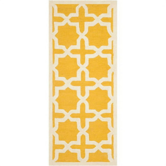 SAFAVIEH Cambridge Liz Geometric Wool Runner Rug, Gold/Ivory, 2'6" x 8'
