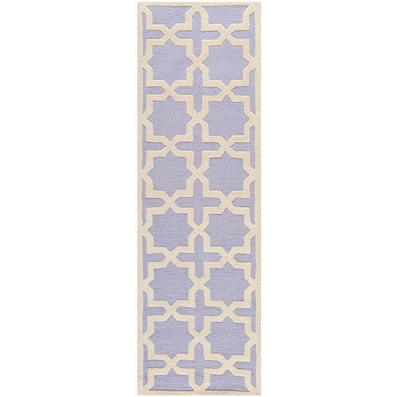 SAFAVIEH Cambridge Liz Geometric Wool Runner Rug, Lavender/Ivory, 2'6" x 8'