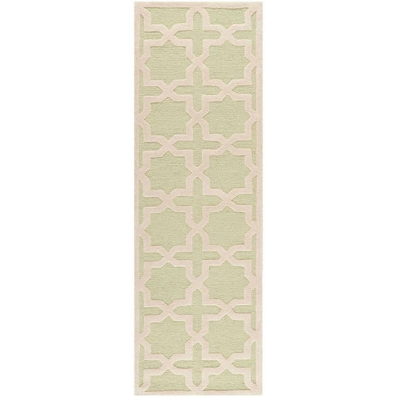 SAFAVIEH Cambridge Liz Geometric Wool Runner Rug, Light Green/Ivory, 2'6" x 6'