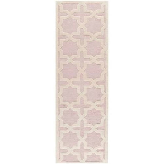 SAFAVIEH Cambridge Liz Geometric Wool Runner Rug, Light Pink/Ivory, 2'6" x 12'