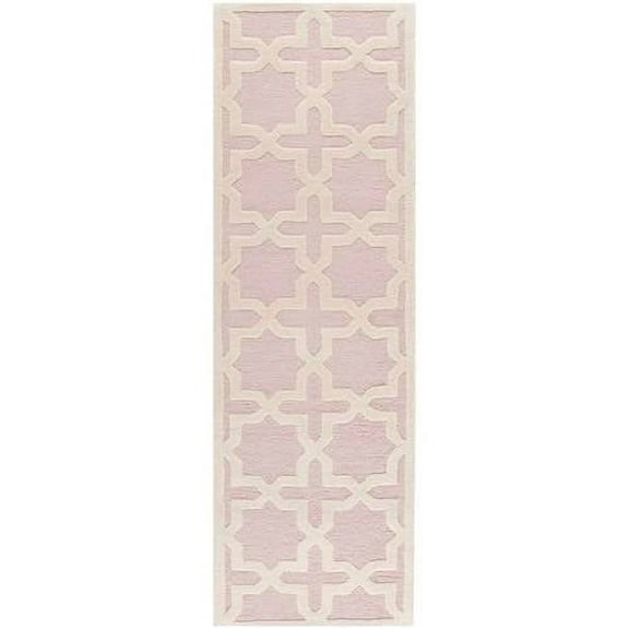SAFAVIEH Cambridge Liz Geometric Wool Runner Rug, Light Pink/Ivory, 2'6" x 8'