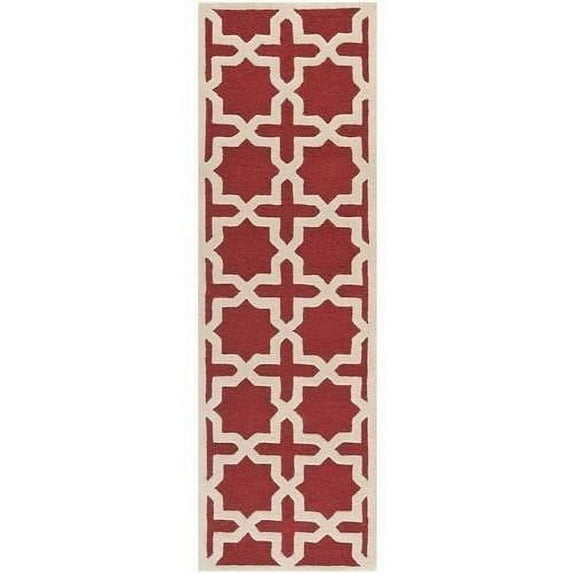 SAFAVIEH Cambridge Liz Geometric Wool Runner Rug, Rust/Ivory, 2'6" x 10'