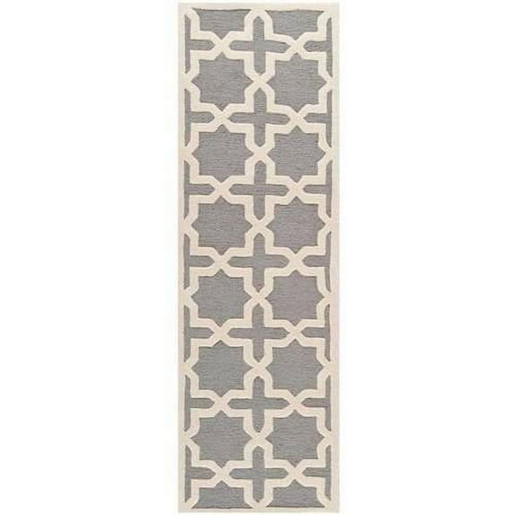 SAFAVIEH Cambridge Liz Geometric Wool Runner Rug, Silver/Ivory, 2'6" x 12'