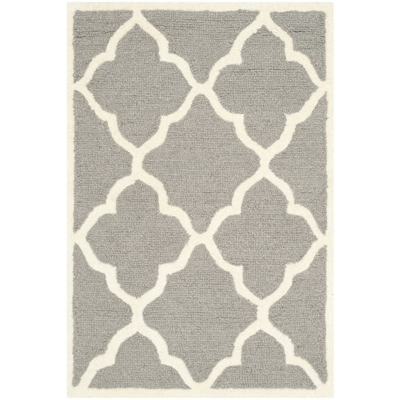 SAFAVIEH Cambridge Merletta Geometric Wool Area Rug, Dark Grey/Ivory, 2' x 3'