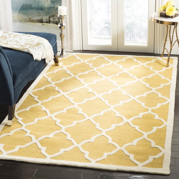 SAFAVIEH Cambridge Merletta Geometric Wool Area Rug, Gold/Ivory, 4' x 6'