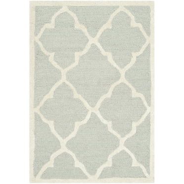 SAFAVIEH Cambridge Merletta Geometric Wool Area Rug, Light Grey/Ivory, 3' x 5'