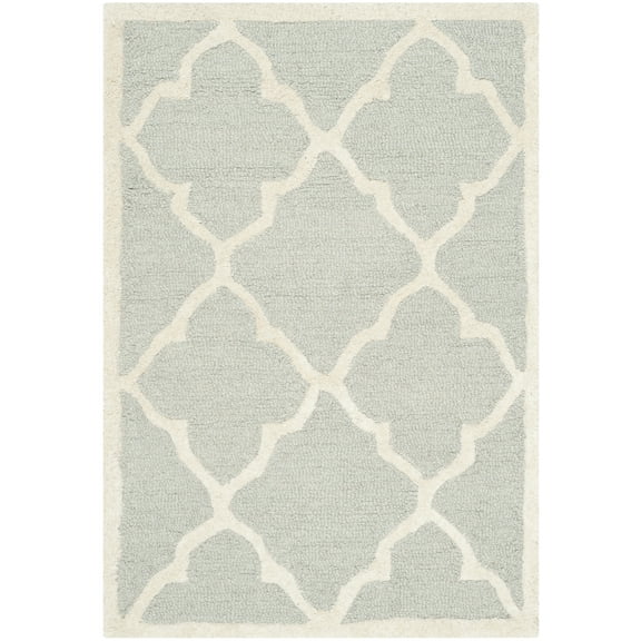 SAFAVIEH Cambridge Merletta Geometric Wool Area Rug, Light Grey/Ivory, 3' x 5'
