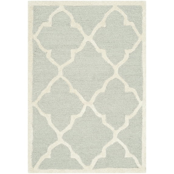 SAFAVIEH Cambridge Merletta Geometric Wool Area Rug, Light Gray/Ivory, 3' x 5'
