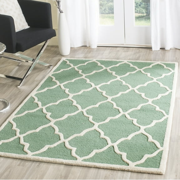 SAFAVIEH Cambridge Merletta Geometric Wool Area Rug, Teal/Ivory, 2' x 3'