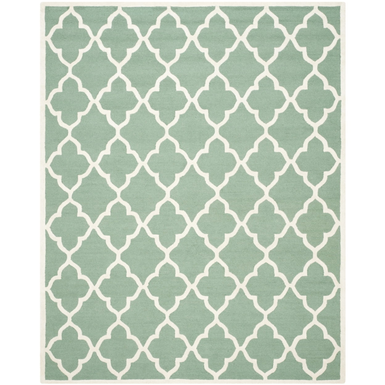 Teal and Ivory Handmade Wool Geometric Area Rug, 3' x 5'