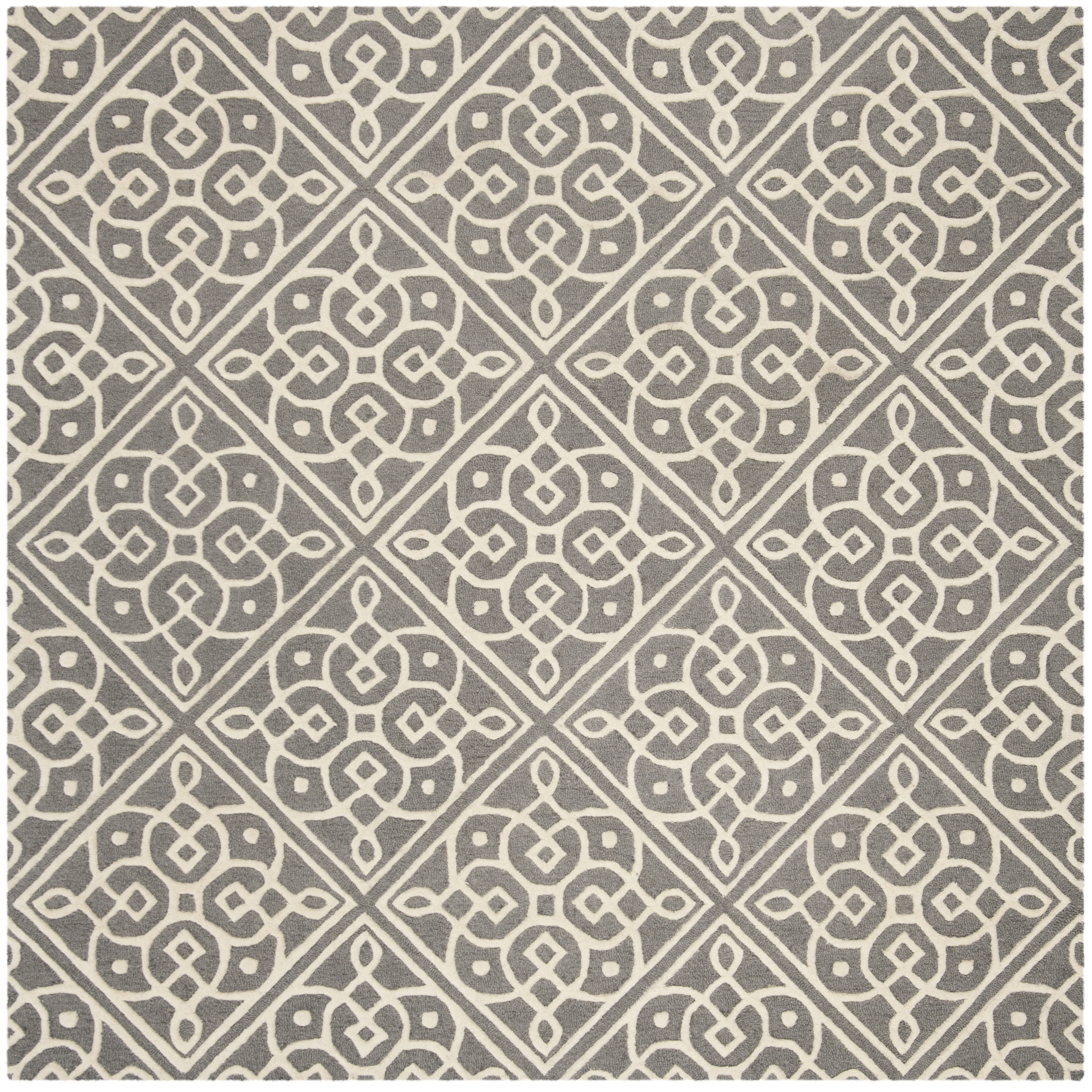 SAFAVIEH Cambridge Mirko Geometric Wool Area Rug, Dark Gray/Ivory, 6' x 6' Square