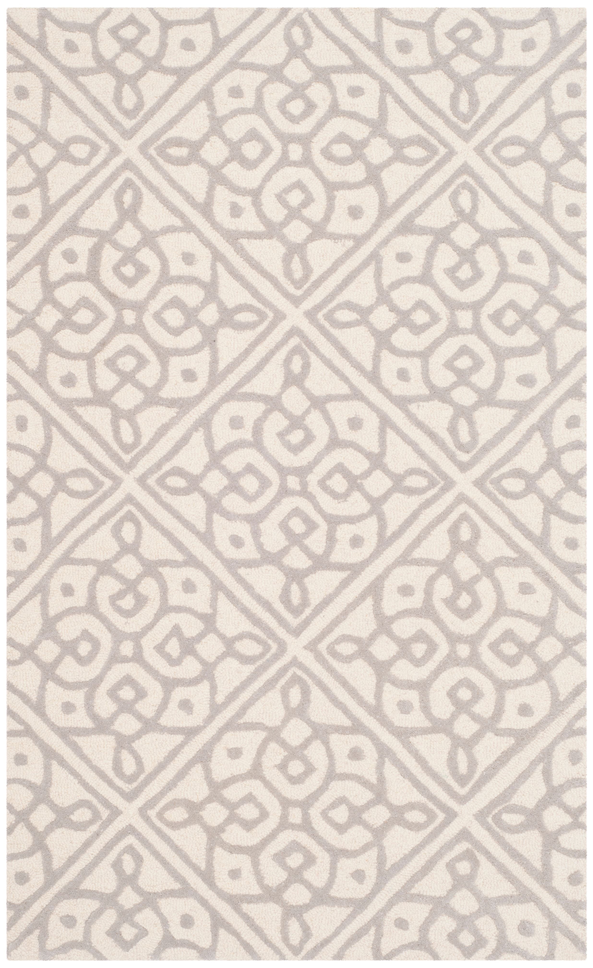 Ivory and Grey Hand-Tufted Wool Rectangular Area Rug